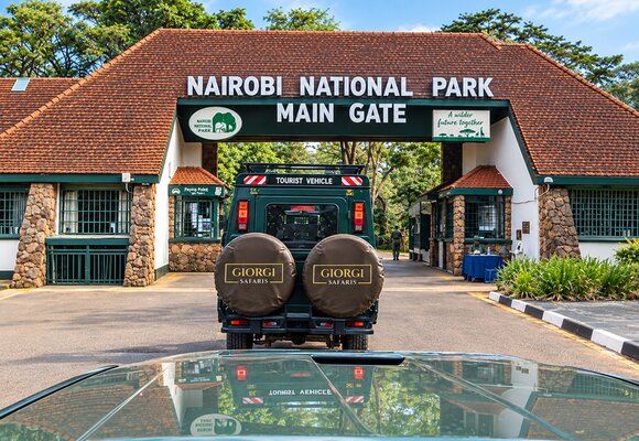 Main gate entrance of the Nairobi National Park.